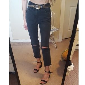 High mom fit black jeans